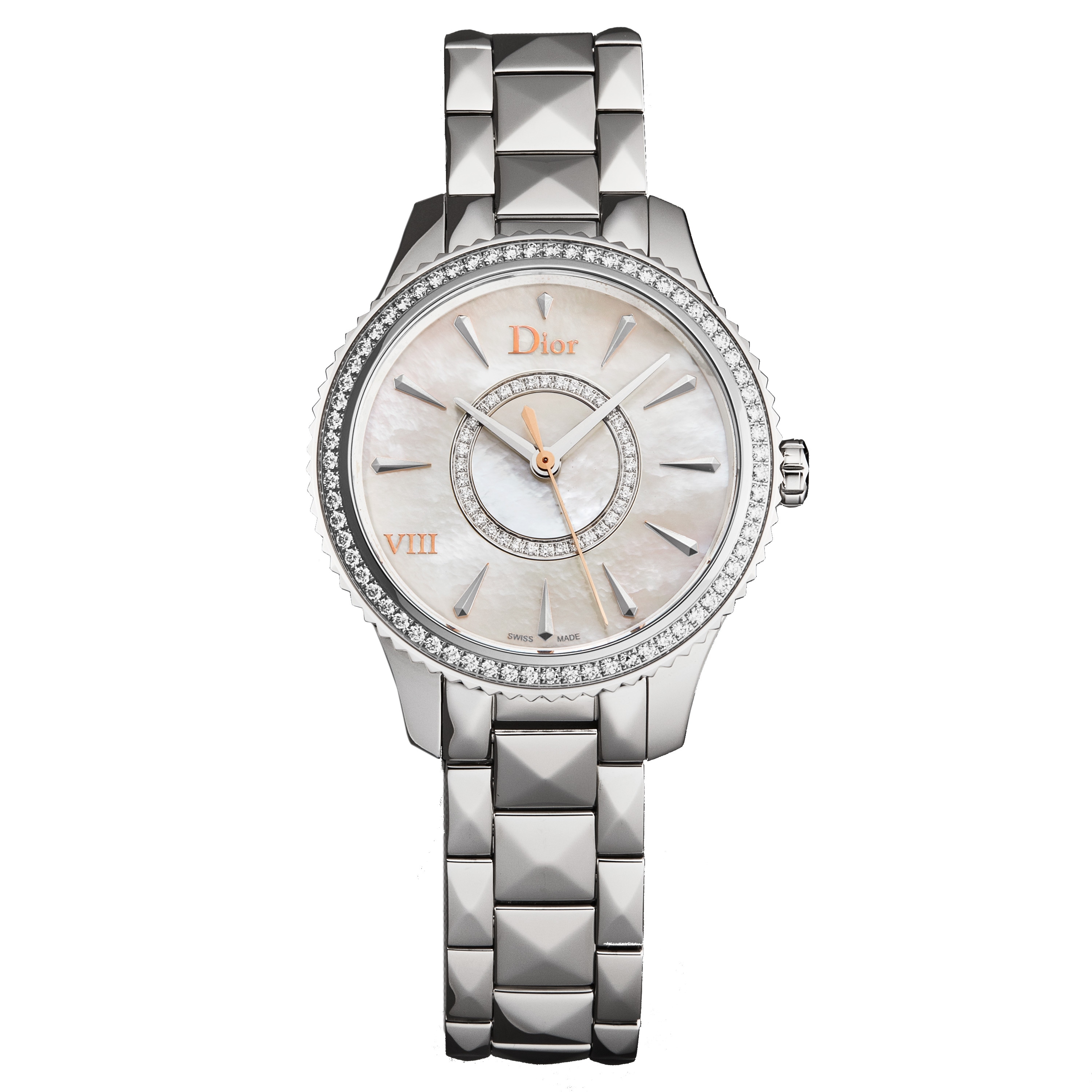 Shop Christian Dior Women S Cd152111m001 Montaigne Mother Of Pearl Diamond Dial Diamond Bezel Swiss Quartz Watch On Sale Overstock 31473789