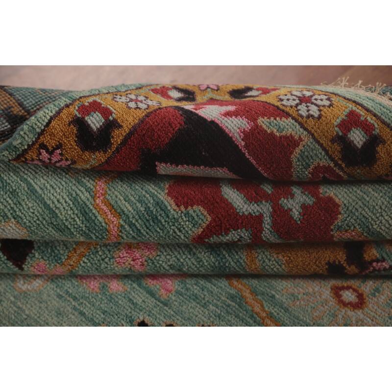 Light Green Heriz-Serapi Oriental Area Rug Handmade Wool Carpet - 8'11"x 11'9"