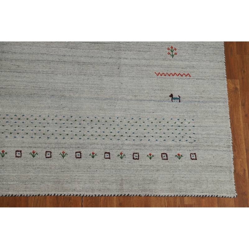Hand Knotted Oriental 100% Wool Carpet Tribal Tribal Greys & Charcoal Gabbeh Area Rug - 9' 9'' X 8' 0''