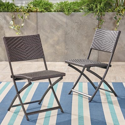 Brown Patio Folding Chair Set of 2