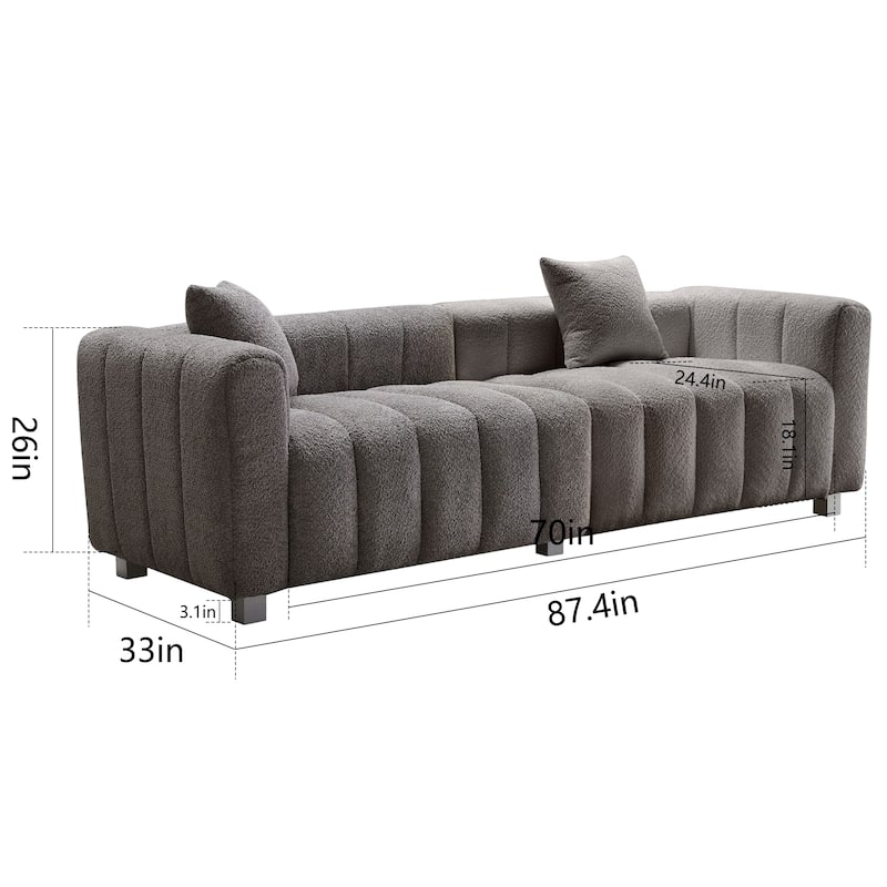 87.4" Teddy Velvet 3-Seater Sofa with Ergonomic & Space-Saving Design