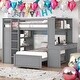 preview thumbnail 10 of 25, Full size Loft Bed With Twin Size Stand-alone Bed,Shelves,Desk And Wardrobe Grey