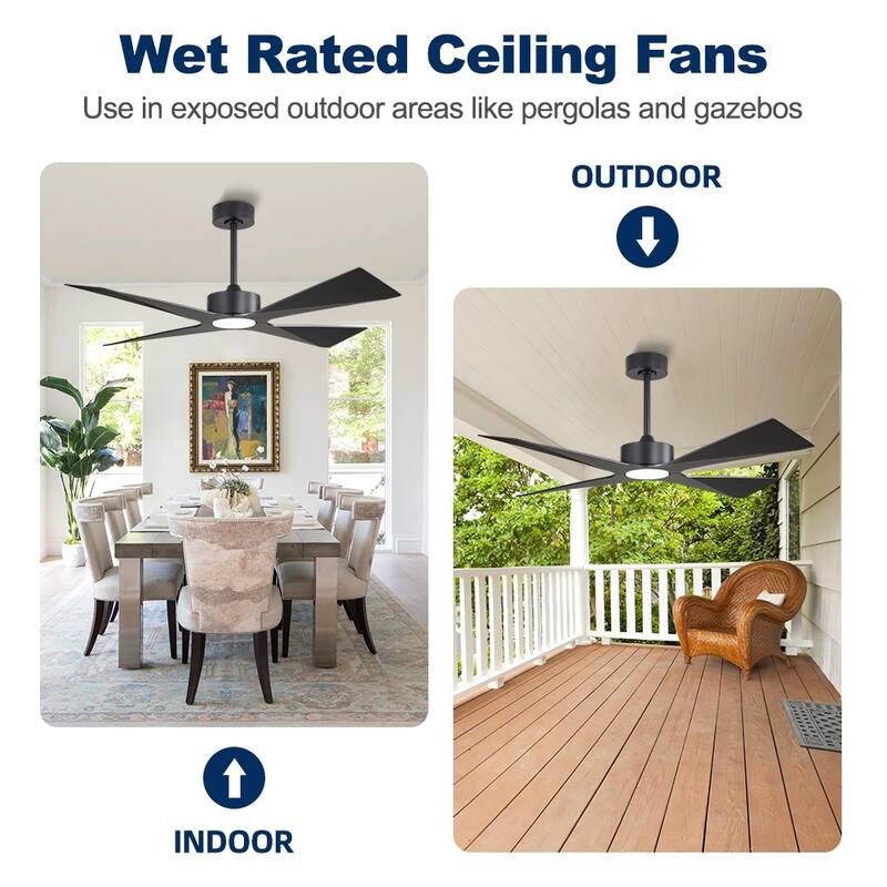 MLiAN 54 In. 4 -ABS Blades Wet Rated Outdoor Ceiling Fan with Remote
