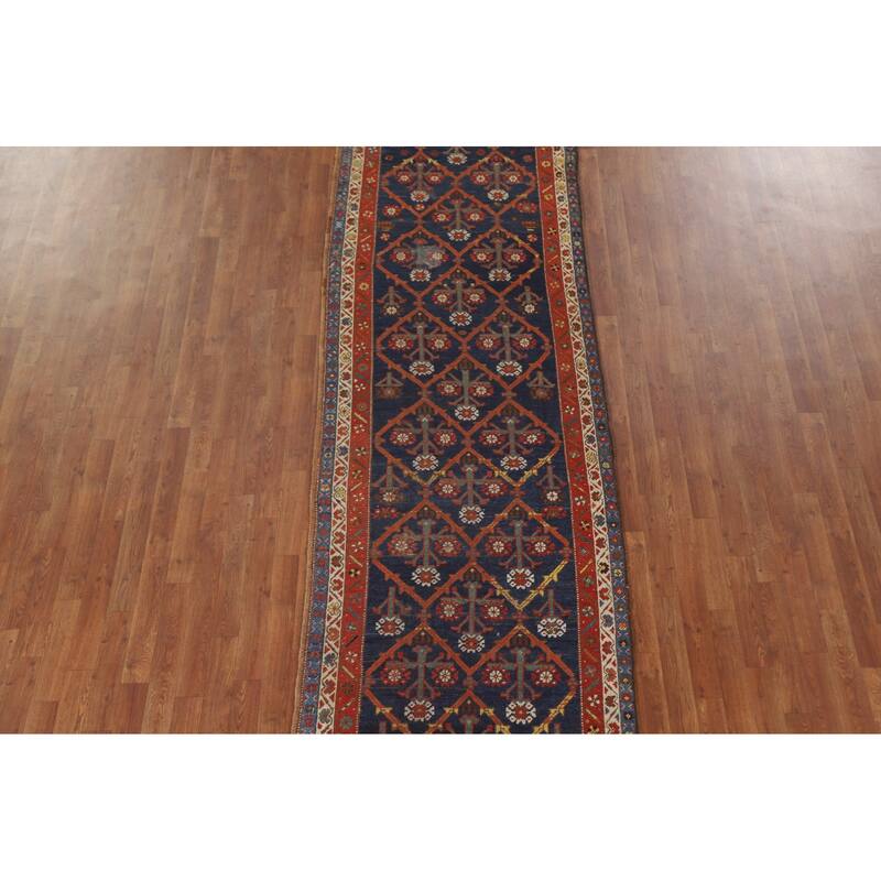 Antique Heriz Bakhshayesh Persian Runner Rug Handmade Wool Carpet - 3'5"x 13'2"