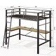 preview thumbnail 5 of 7, Black Metal Twin Loft Bed with L-Shaped Desk,Charging Station,Safety Guard,Ladder