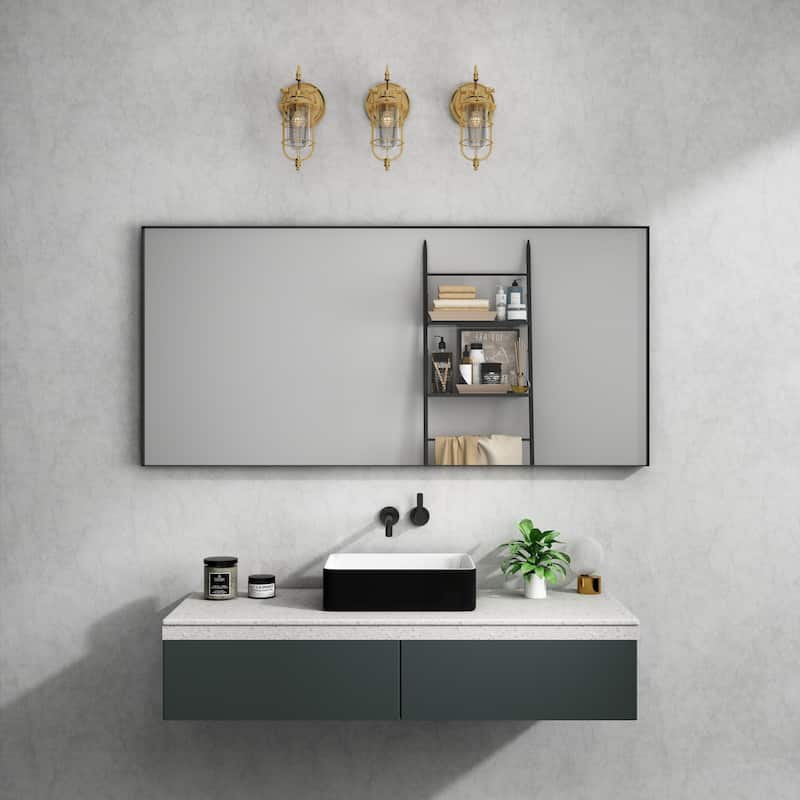 TOOLKISS Right Angle Aluminum Frame Bathroom Vanity Mirror with Clear Glass