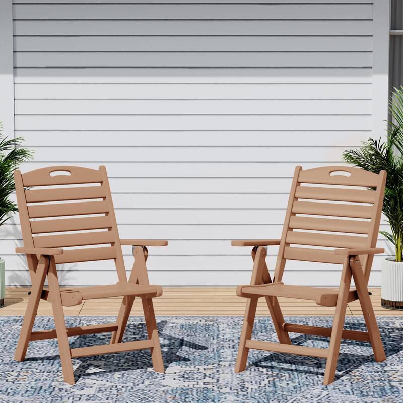Coastline Patio Folding Highback Dining Chair Set of 2