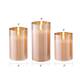 Mirrored Glass LED Flameless Candle Set of 3 - 3" Diameter x 4", 5", 6" high