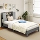 preview thumbnail 3 of 17, Twin Size Wooden Platform Bed Frame with Storage Headboard and 2-Tier Shelf Grey