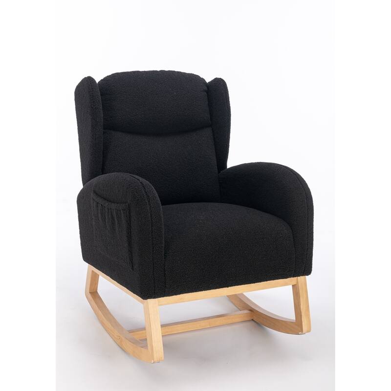 Modern Teddy Fabric Rocking Chair With Packet Wood Leg