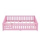 preview thumbnail 7 of 7, Pink Full Size Floor Bed with Safety Guardrails and Door