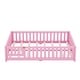 preview thumbnail 43 of 106, Twin/Full/Queen Size Floor Bed with Safety Guardrails for Kids, Wood Montessori Bedframe w/ Door, Children's Noiseless Beds