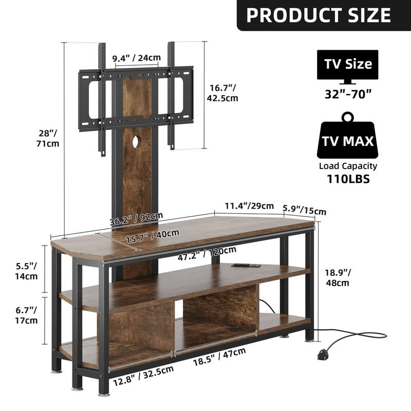 Moasis LED Light TV Stand with Mount, Power Outlet amd USB Port for TVs up to 70"
