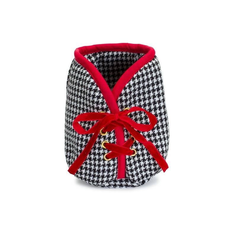 5" Black and White Houndstooth Christmas Tree Pot Cover