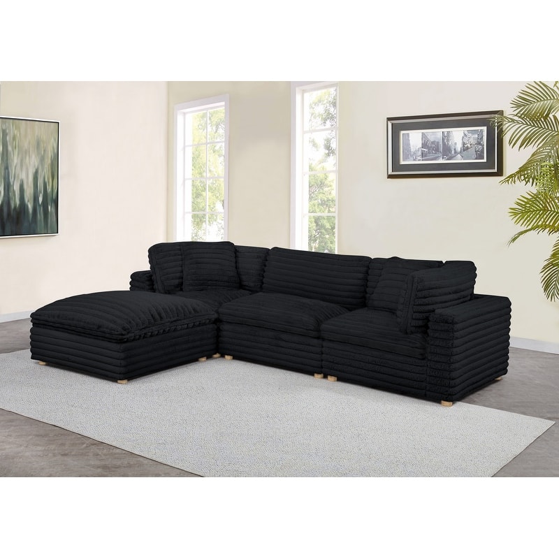 Best Quality Furniture 4-Piece Section Corduroy Modular