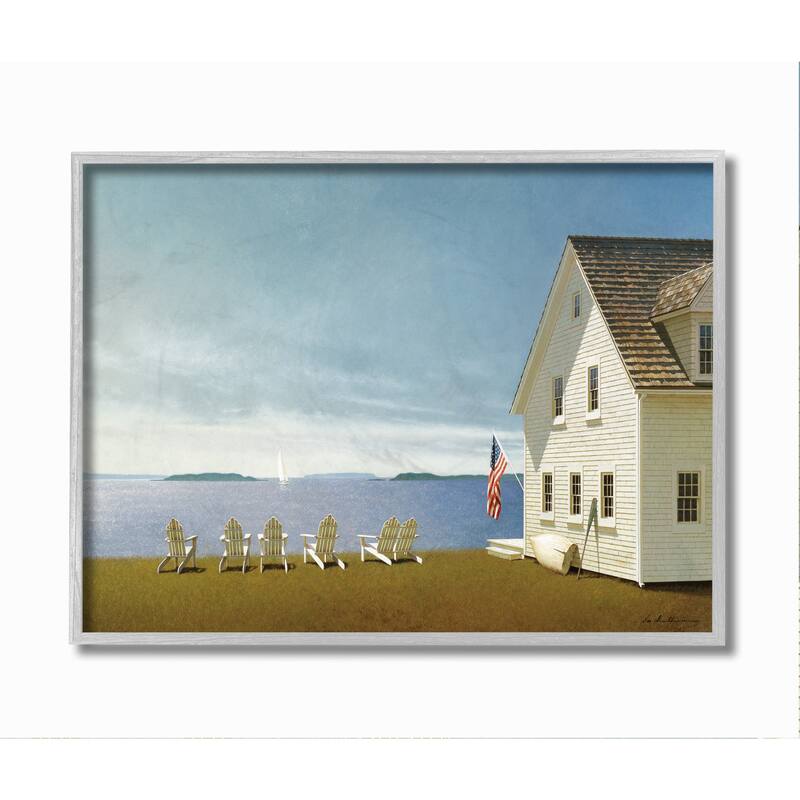 Stupell Americana Cape House Coastal Landscape Charm Painting Framed Wall Art - Multi-Color