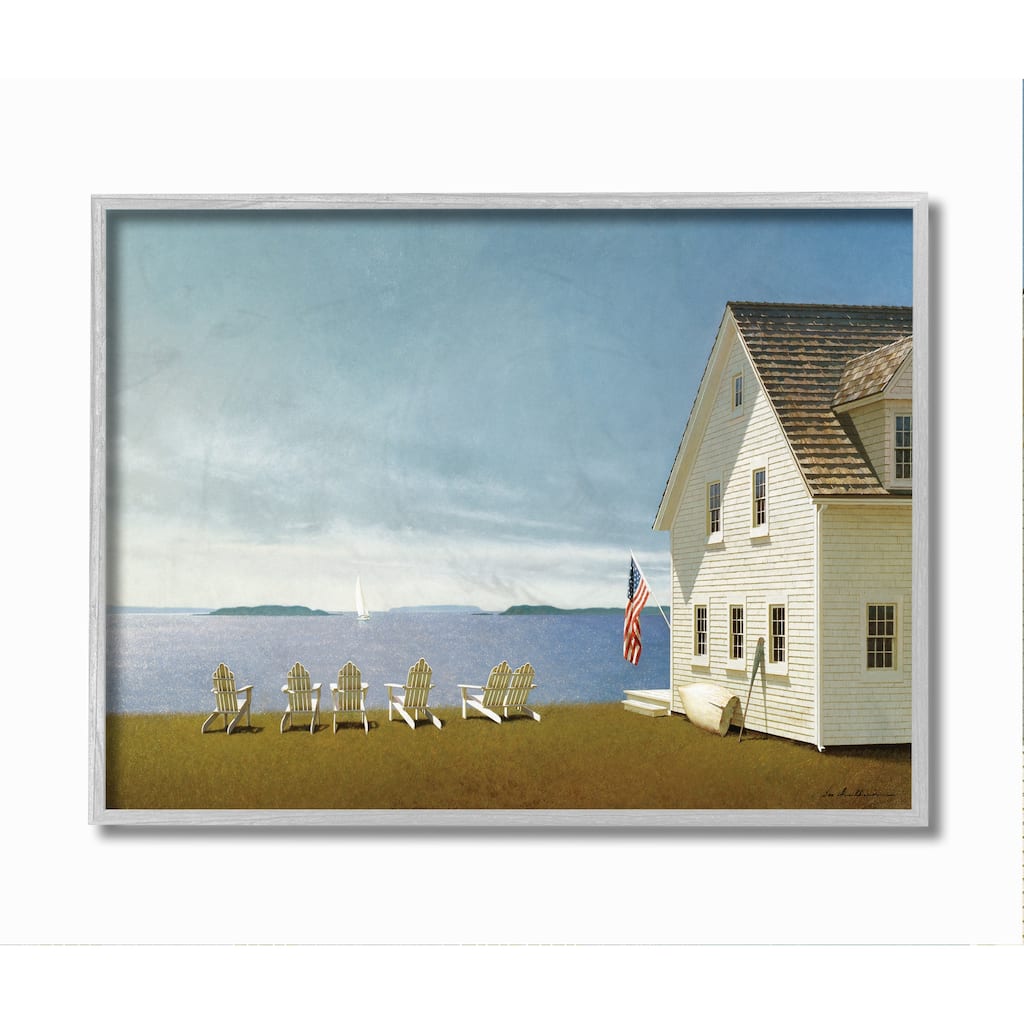 Stupell Americana Cape House Coastal Landscape Charm Painting Framed Wall Art - Multi-Color