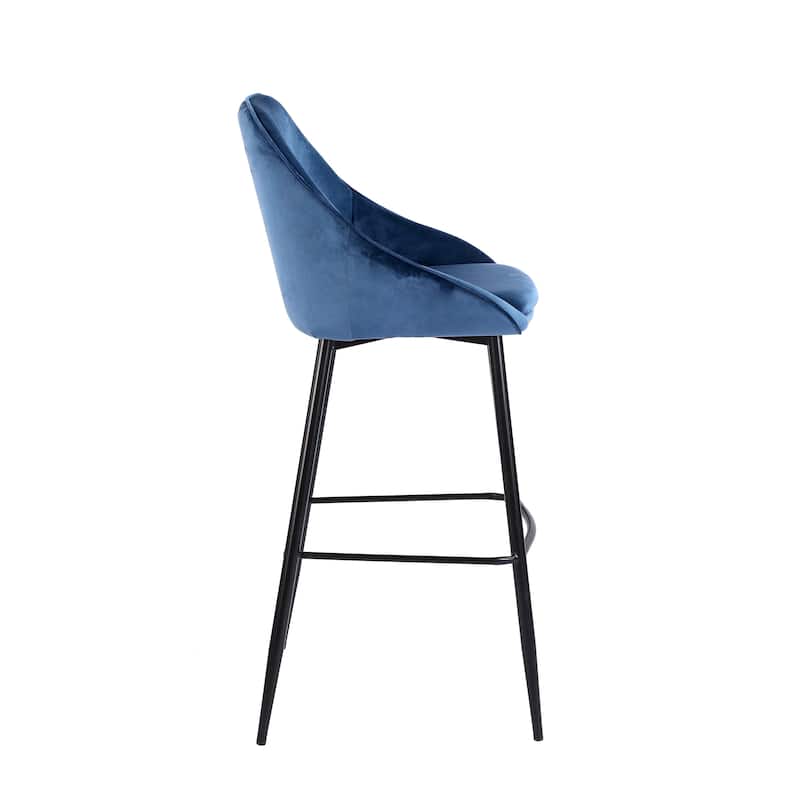 Porthos Home Ugo Bar Stools Set of 2, Velvet Upholstery, Iron Legs