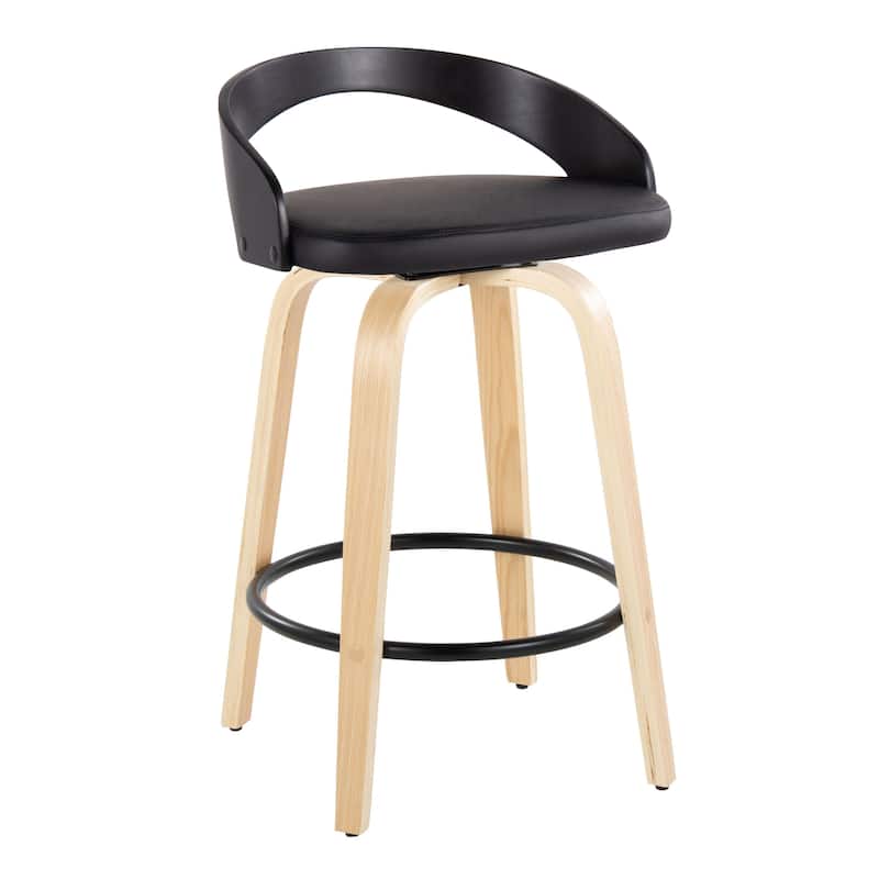 Carson Carrington Stavanger 26" Fixed-Height Counter Stool with Bent Wood Legs & Round Footrest (Set of 2)