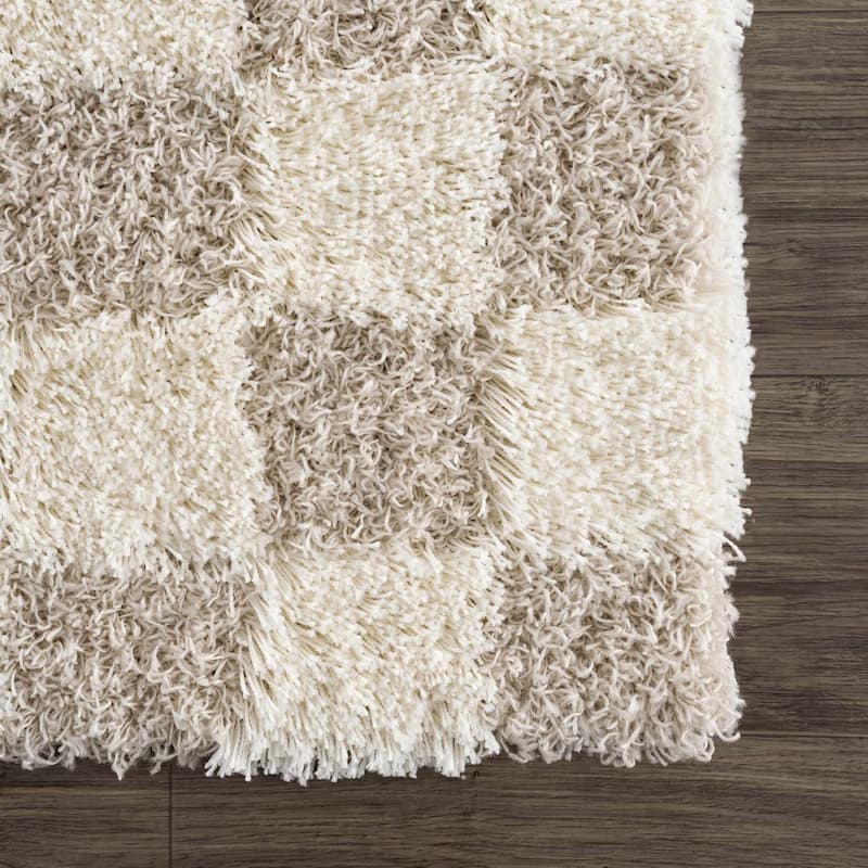 Hauteloom Atira Living Room, Bedroom Area Rug - Contemporary - Plush Pile - Light Gray,Cream - 7'10" x 10'3"