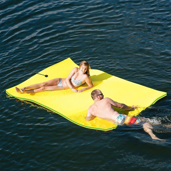 3 Layer Swimming Pool Float Floating Mat in Yellow - Bed Bath