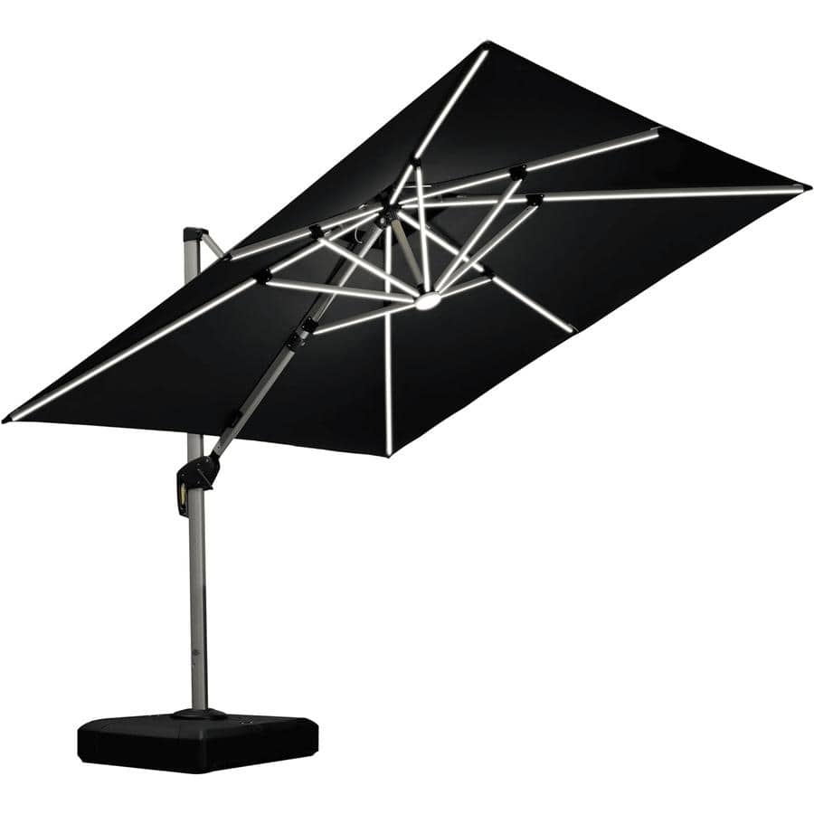 PURPLE LEAF 9/10/11 ft Square 09x12 ft Rectangle Double Top LED Patio Cantilever Umbrella with Base