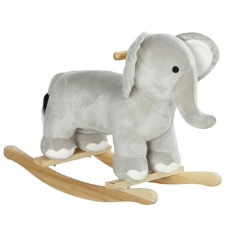 Plush Elephant Ride-On Rocking Horse with Sounds, Safe and Comfortable for Toddlers 2-4 Years