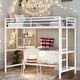 preview thumbnail 1 of 26, Modern Style Twin Metal Loft Bed with Desk, Shelve, 4-step Ladder and Guardrail, Creative Structure & Good Stability, White White