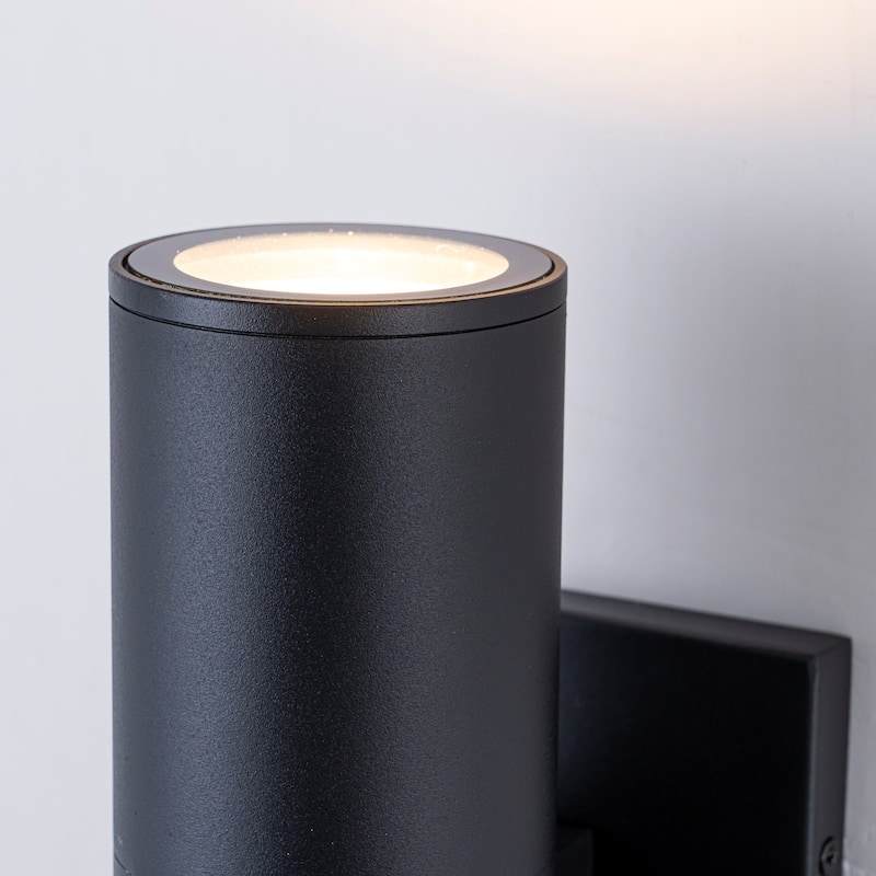 4.5" Modern Black/Gold Cylinder Integrated LED 3000K Up and Down Waterproof Outdoor Wall Armed Sconce