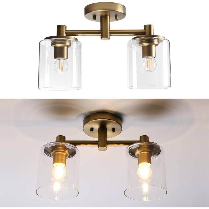 2-light flush mount light antique pendant light glass, metal chandelier lamp