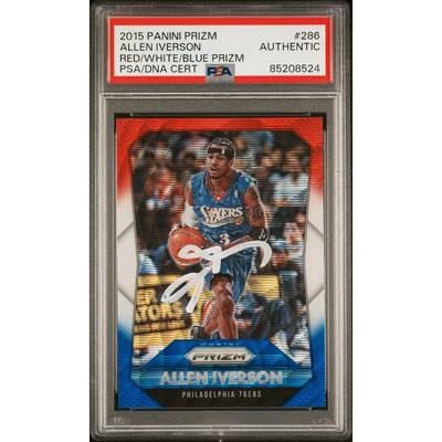 Allen Iverson 2015 Panini Prizm Red White Blue Signed Card #286 Auto PSA 5208524 - 8'6" x 11'6"