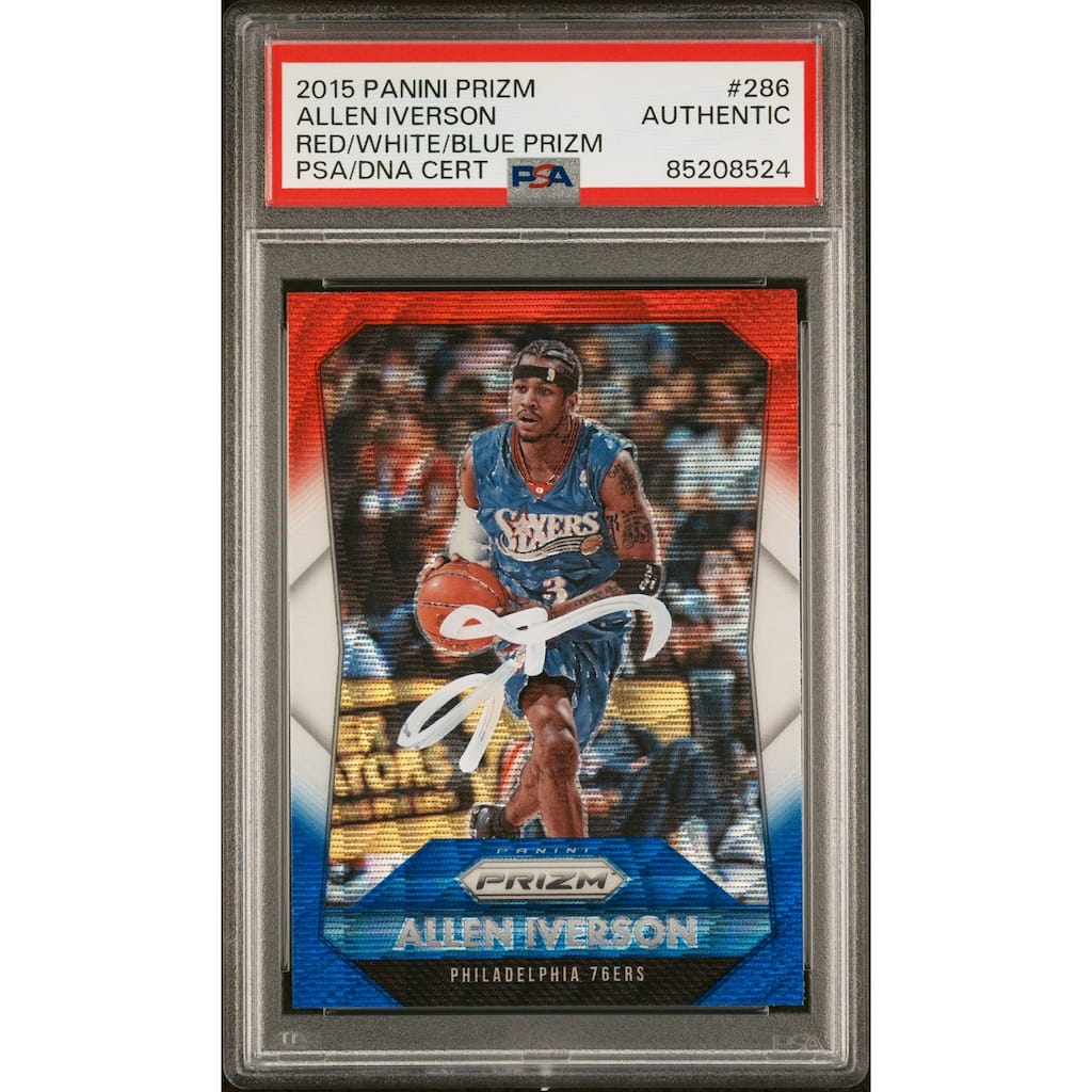 Allen Iverson 2015 Panini Prizm Red White Blue Signed Card #286 Auto PSA 5208524 - 8'6" x 11'6"