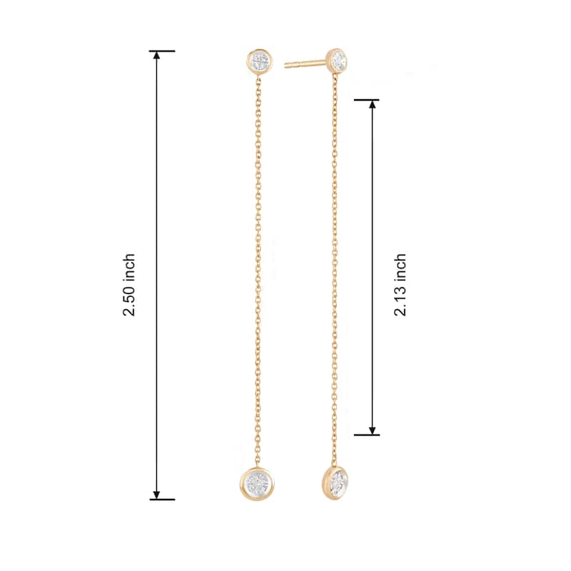 14k Gold 1/20ct TDW Diamond Linear Drop Earrings for Women