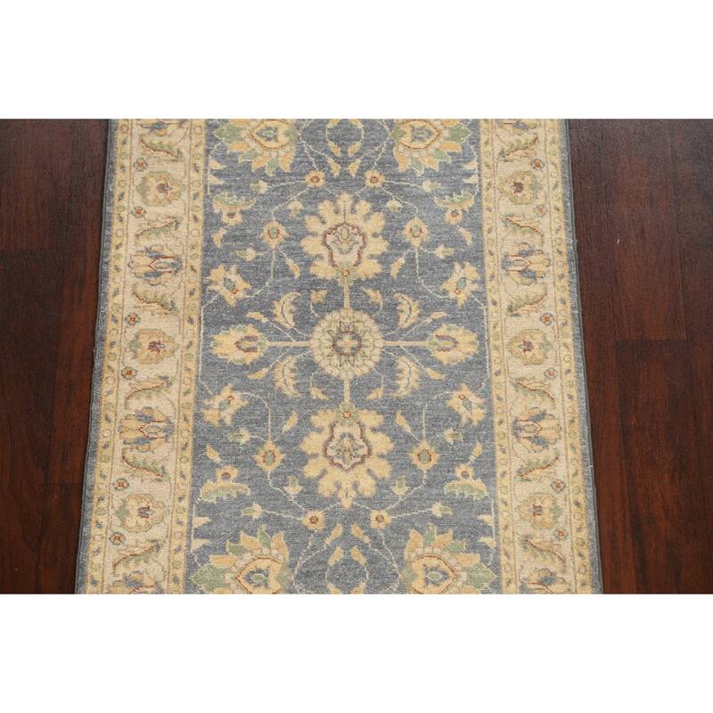 Peshawar Chobi Oriental Vegetable Dye Wool Runner Rug Hand-knotted - 2'10" x 9'9"