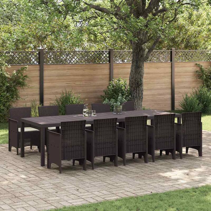 vidaXL Garden Dining Set 11/13 pcs - 118.1 x 39.4 x 28.7 - Brown/ Cream white/ 10 seaters