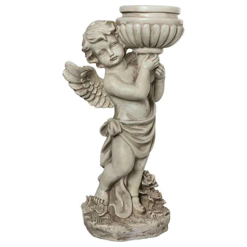 17.5" Cherub Angel Bird Bath Outdoor Garden Statue