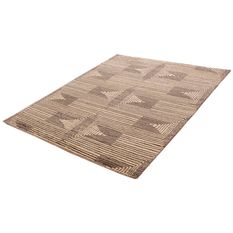 ECARPETGALLERY Hand-knotted Tangier Cream, Dark Brown Wool Rug - 8'0 x 9'11