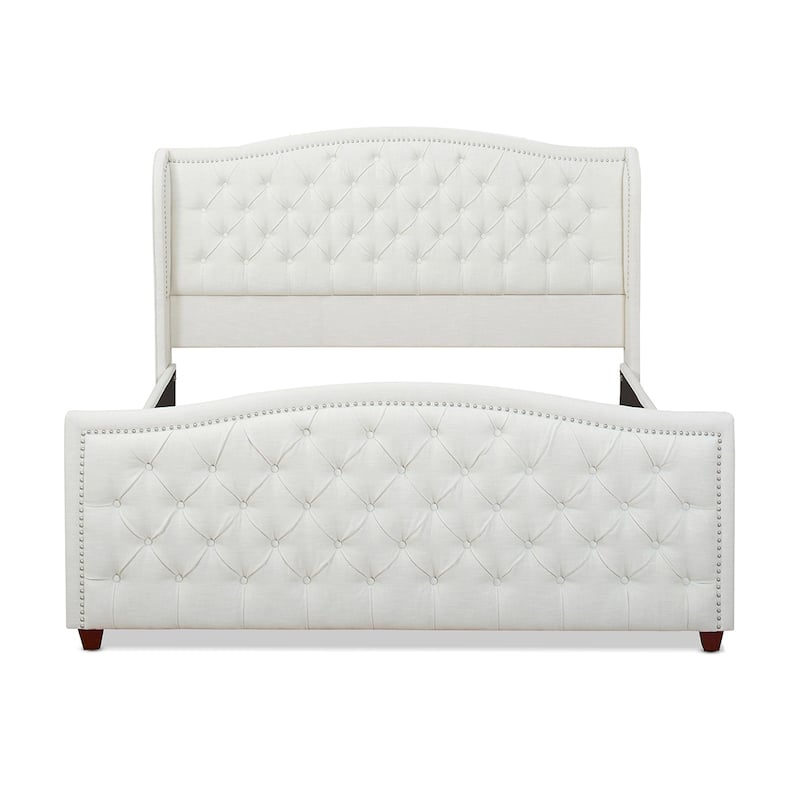 Jennifer Taylor Home Marcella Panel Bed - Off-White Polyester - King