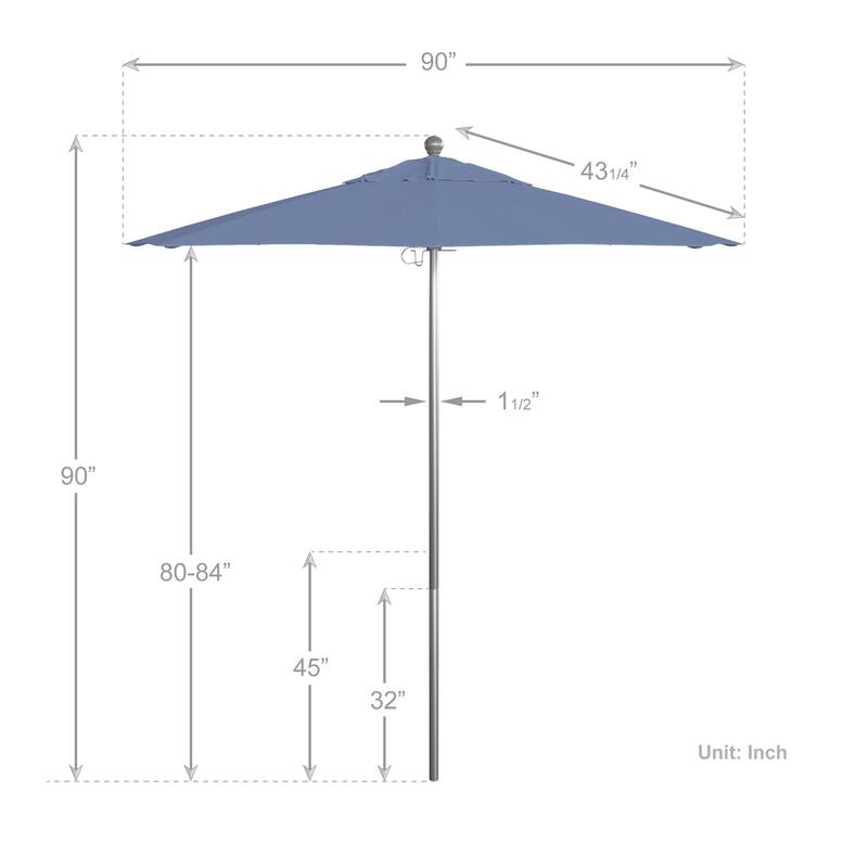 California Umbrella 75' Venture Series Patio Umbrella, Silver Aluminum Pole Fiberglass Ribs Push Lift Sunbrella