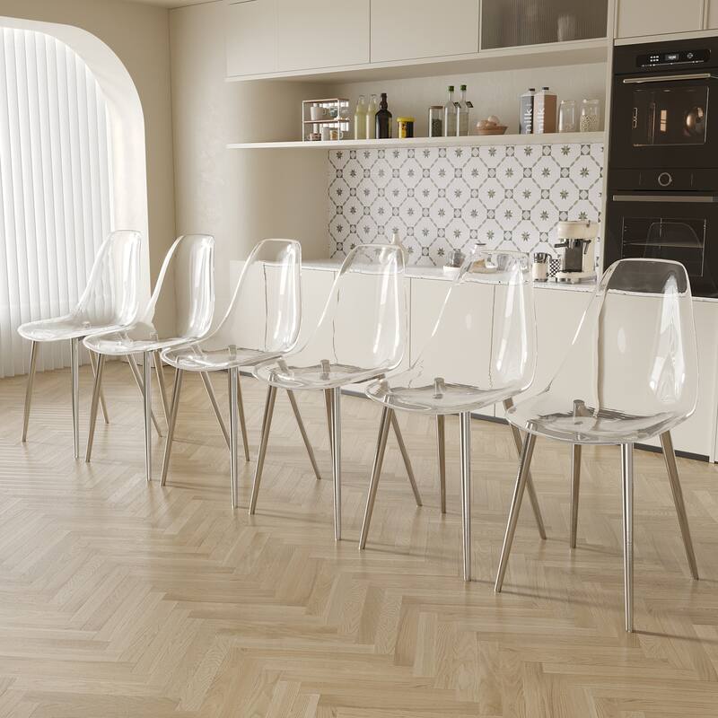 Modern Kitchen Transparency Dining Room Chairs Set of 6