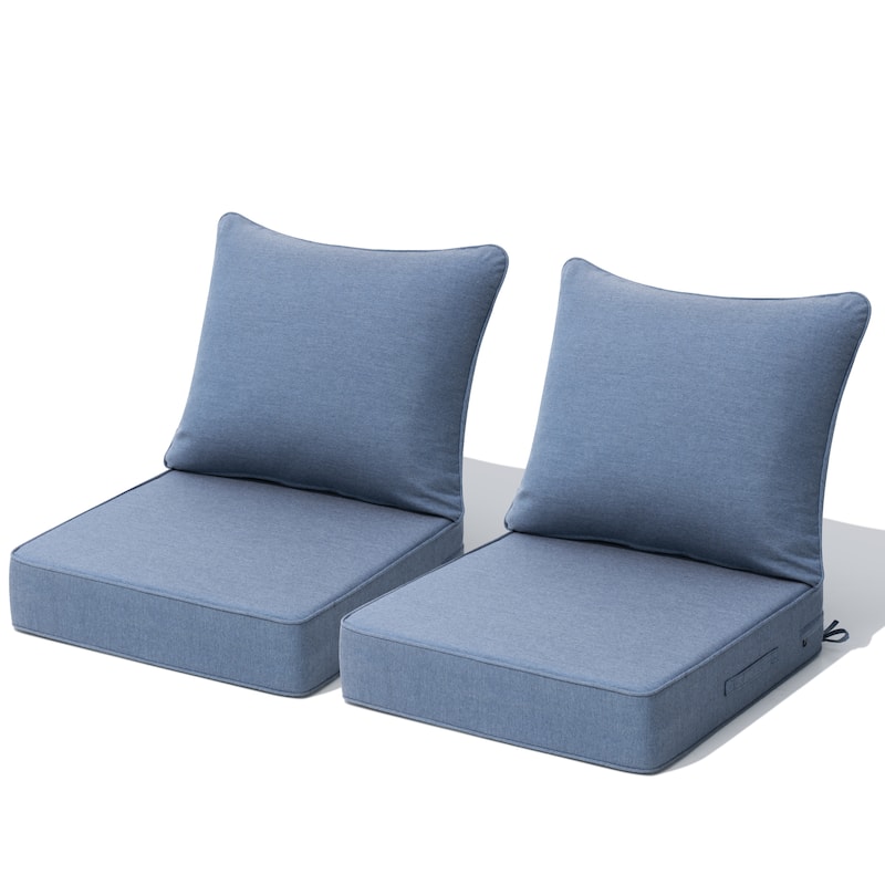 24"x 24" Outdoor Premium Deep Seat Sunbrella Cushion Set Chair Cushion - Spectrum Denim - 2PC