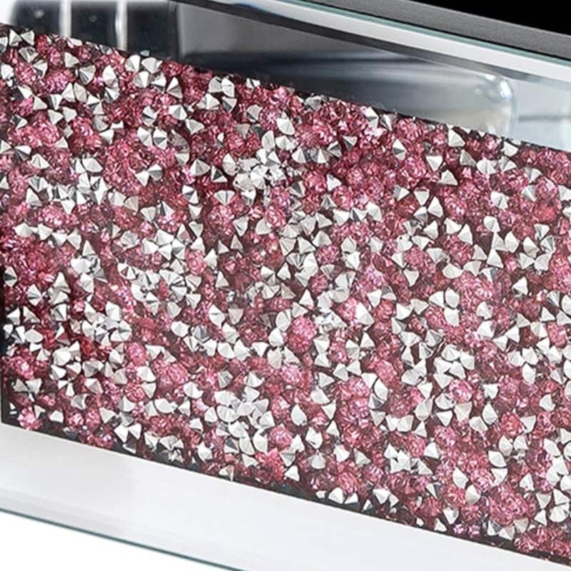 7" Pink And Silver Mirrored Glass Three Section Jewelry Organizer With Faux Crystals