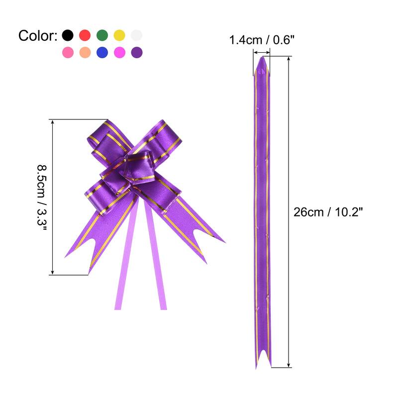 200Pcs 3.3inch Pull Bows Gift Wrapping Pull Bow Gold Thread Style 10 Colors - Multicolor - Multicolor