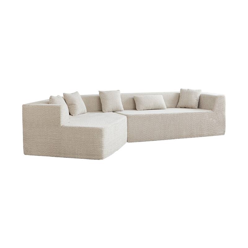 127.5" Polyester Modular Cloud Couch, Deep Seat, No Assembly