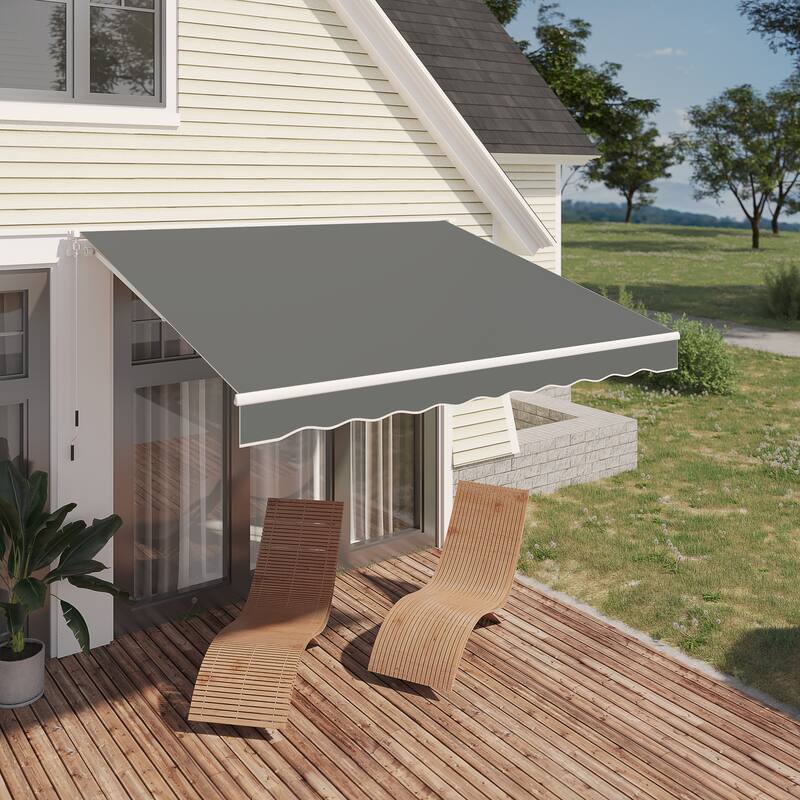 AECOJOY Manual Retractable Patio Awning Outdoor Sunshade Shelter (Cover Only)