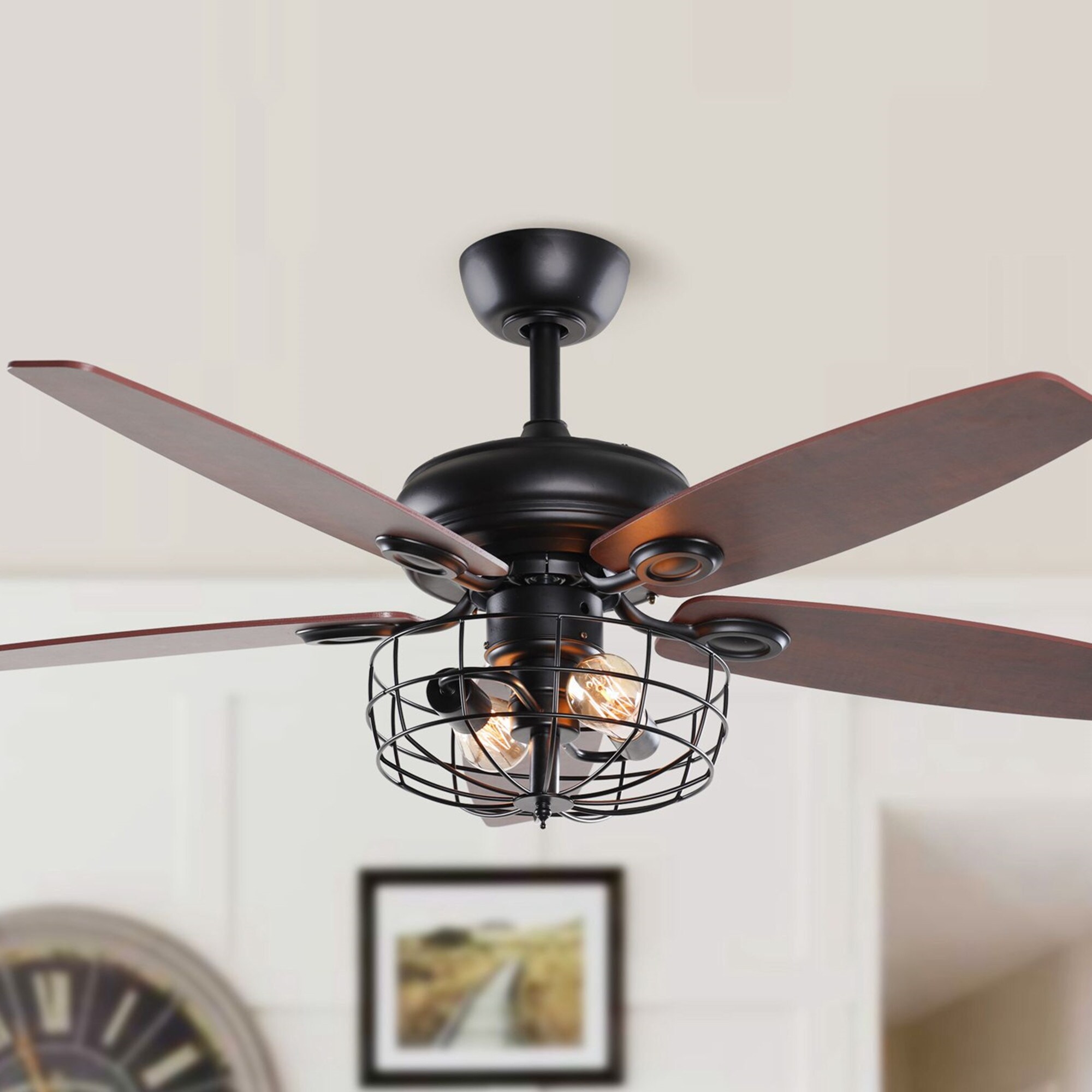 Industrial 52'' Retro Invisible Ceiling Fan Light Lamp Chandelier Pendant Decor 
