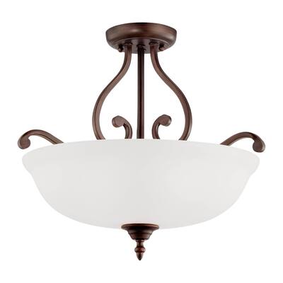 Courtney Lakes Rubbed Bronze 3 Lights Semi-Flush Ceiling Mount