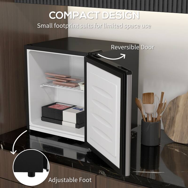 HOMCOM Mini Freezer Countertop, 1.1 Cu.Ft Compact Upright Freezer with Removable Shelves, Reversible Door for Home