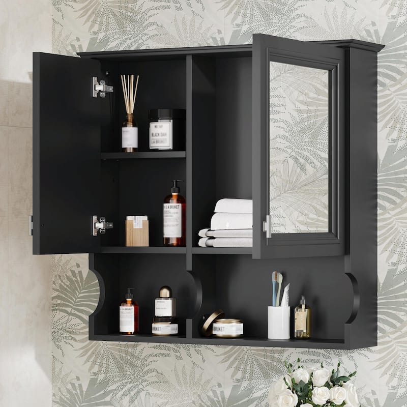 30-Inch Mirror Medicine Cabinet with Open Shelves