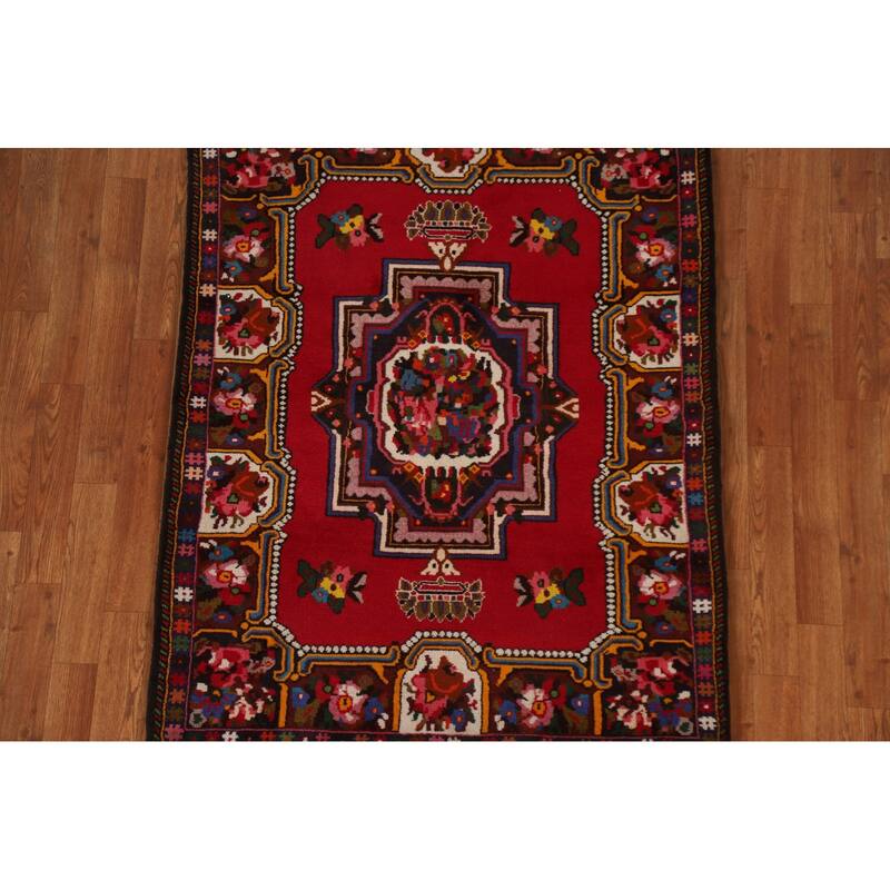 Hand Knotted Oriental 100% Wool Carpet Traditional Medallion Red Bakhtiari Area Rug - 4' 7'' X 3' 6''
